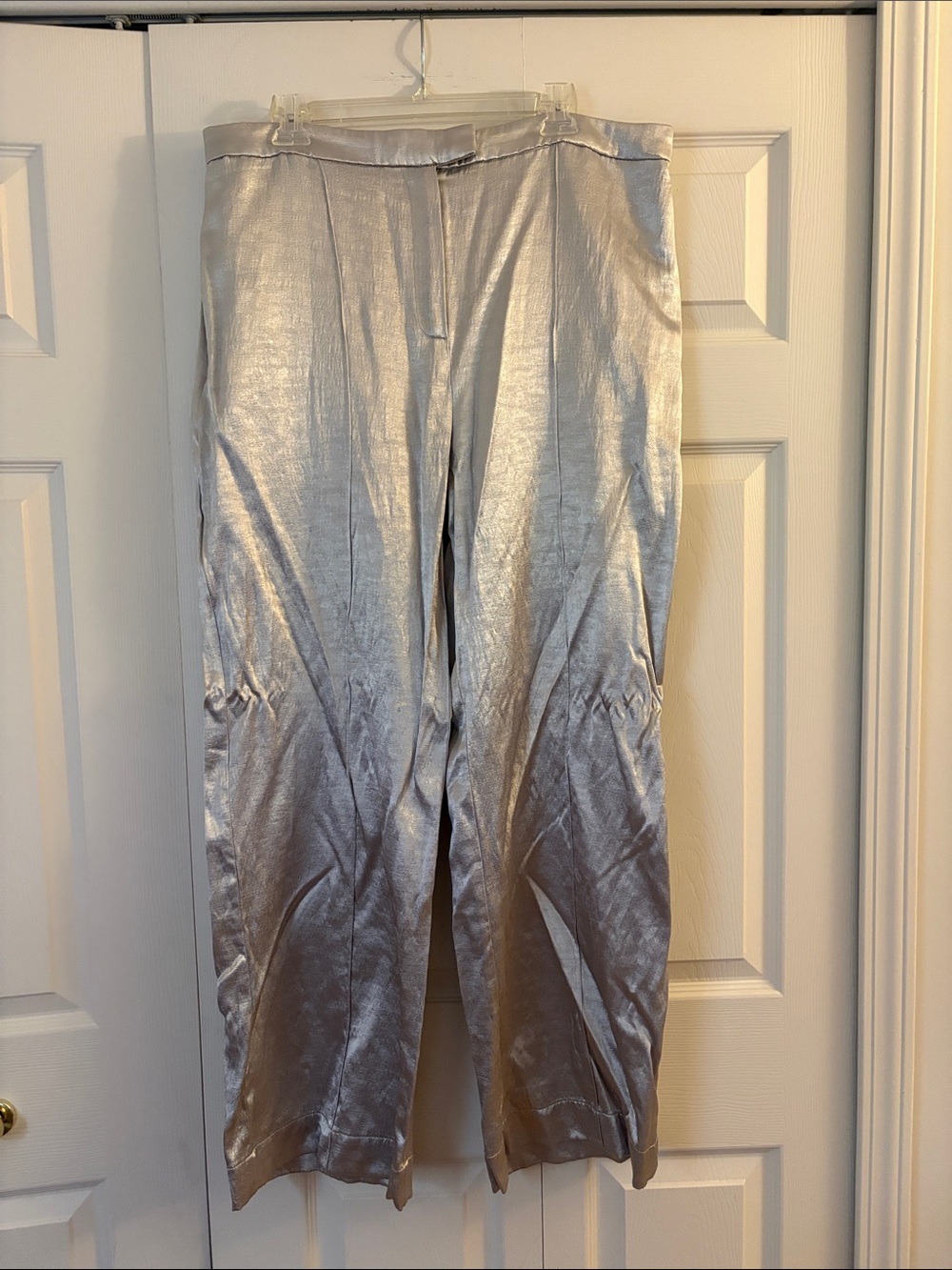 next Silver Wide-Leg Satin Trousers